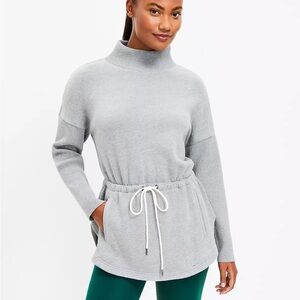Lou & Grey Fluffy Fleece Drawstring Pocket Tunic Top, Size Large